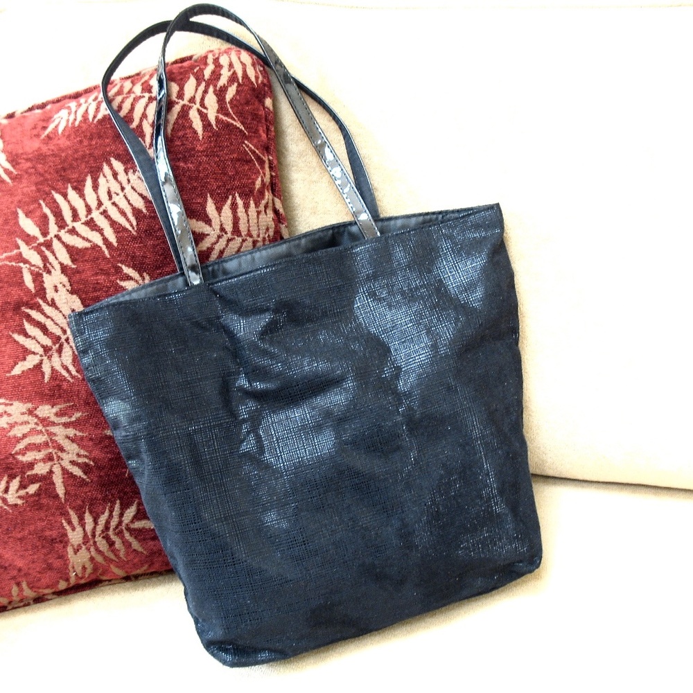 Lancome Paris Shoulder Tote, Sparkly Black Fabric